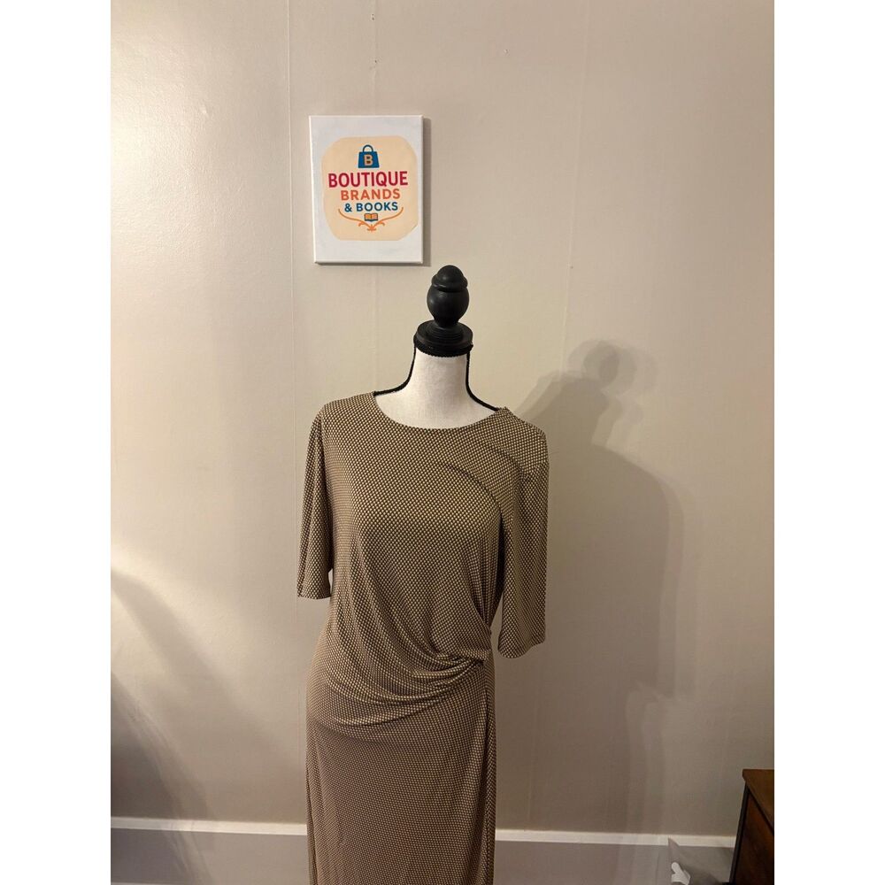 Banana Republic Size M Geometric Print Midi Dress Side Knot Ruched